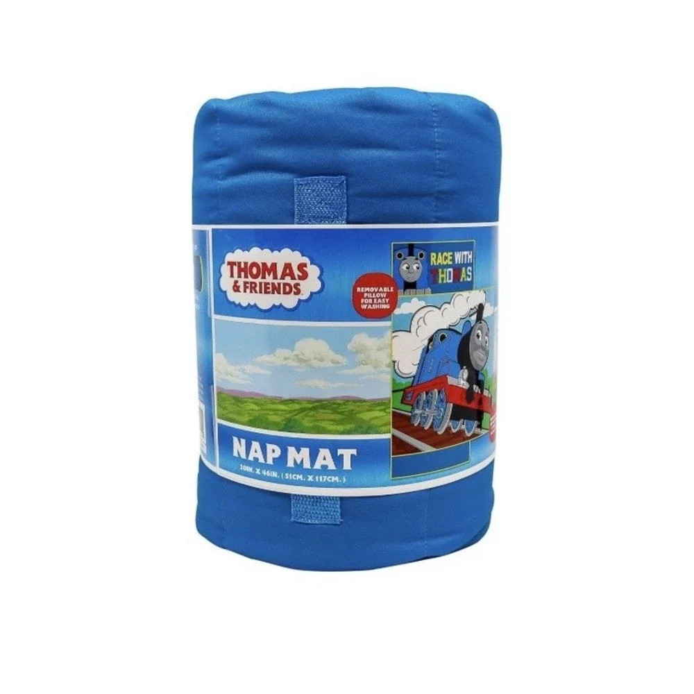 Thomas & Friends Race‎ with Thomas Kids Nap Mat Blue 46x20 w Pillow - Picture 2 of 15
